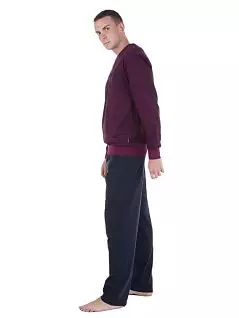 Пижама из лонгслива и брюк бордового с темно-синего цвета BUGATTI RT056045/4008